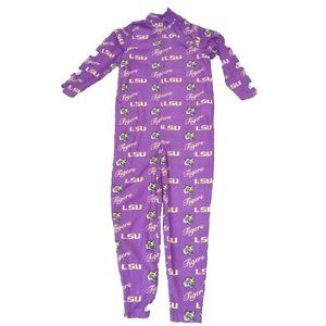 LSU Tigers Fleece Zip Up One Piece Pajamas No Feet Womens XL Purple Louisiana